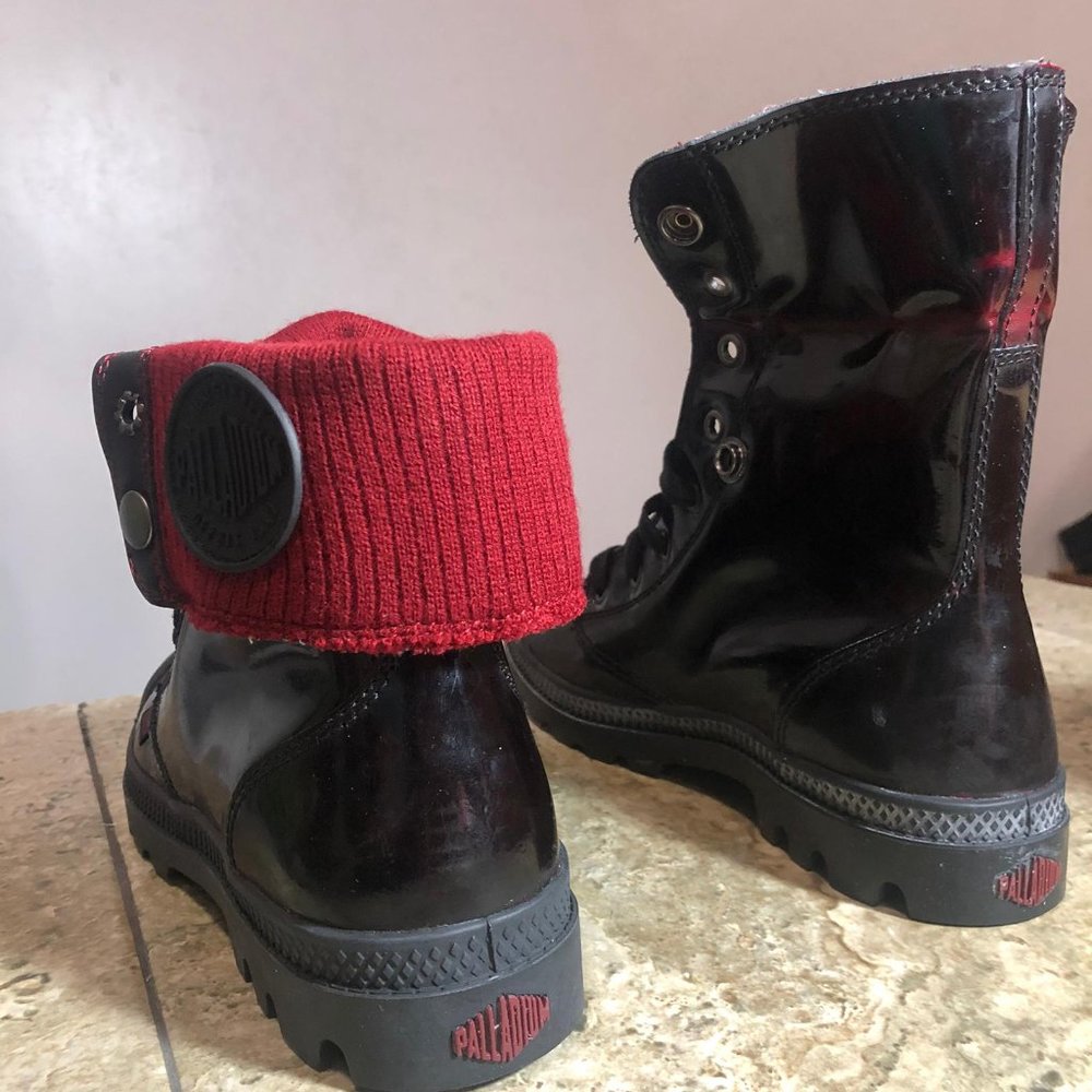 NWB PALLADIUM WOMEN SHOE BAGGY LEATHER KNIT hi top - Picture 5 of 12